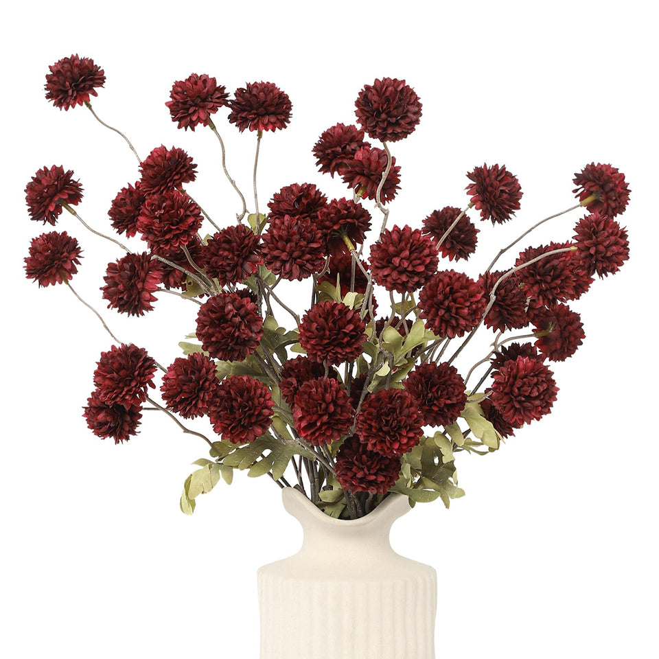 Duhouse burgundy silk pompon mum stems for long lasting centerpieces.