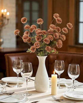 DuHouse coffee-toned silk mums enhance indoor decor with natural appeal.