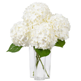 DuHouse 4Pcs Large Hydrangea blooms with lifelike latex petals for elegant home decor.
