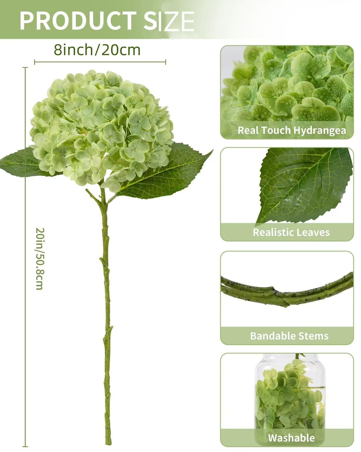 DuHouse hydrangea lifelike leaves detail enhances greenery