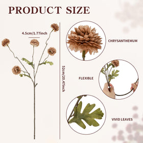 DuHouse silk chrysanthemum stems with 20-inch length for versatile vases.
