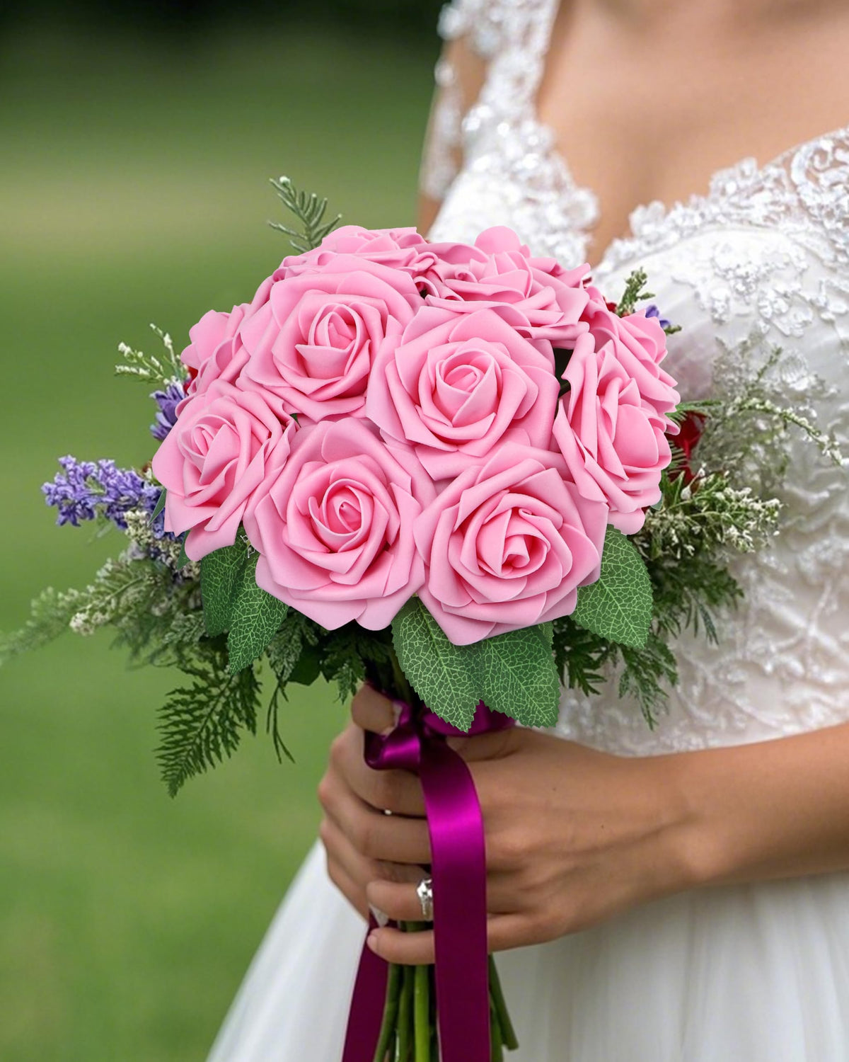 DuHouse wedding-arch-rose-decoration pink foam roses for elegant backdrops