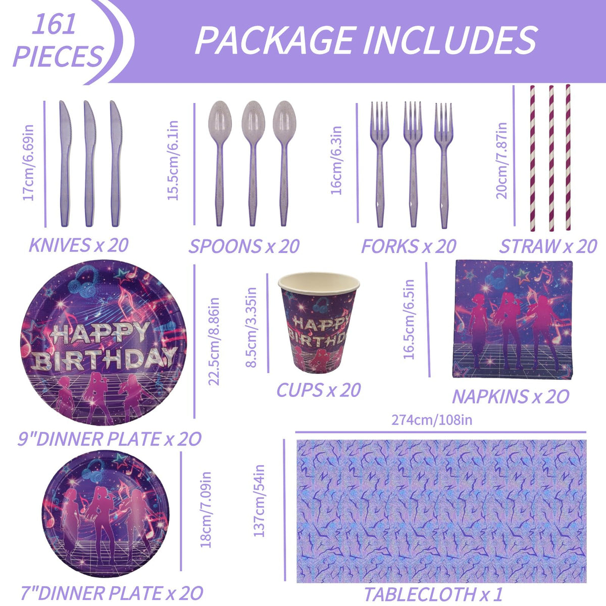 Duilahren 161-piece dessert plates for themed party desserts.