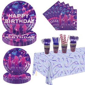 Duilahren 161-piece plates and cups for K-pop themed parties, providing a cohesive table setup.