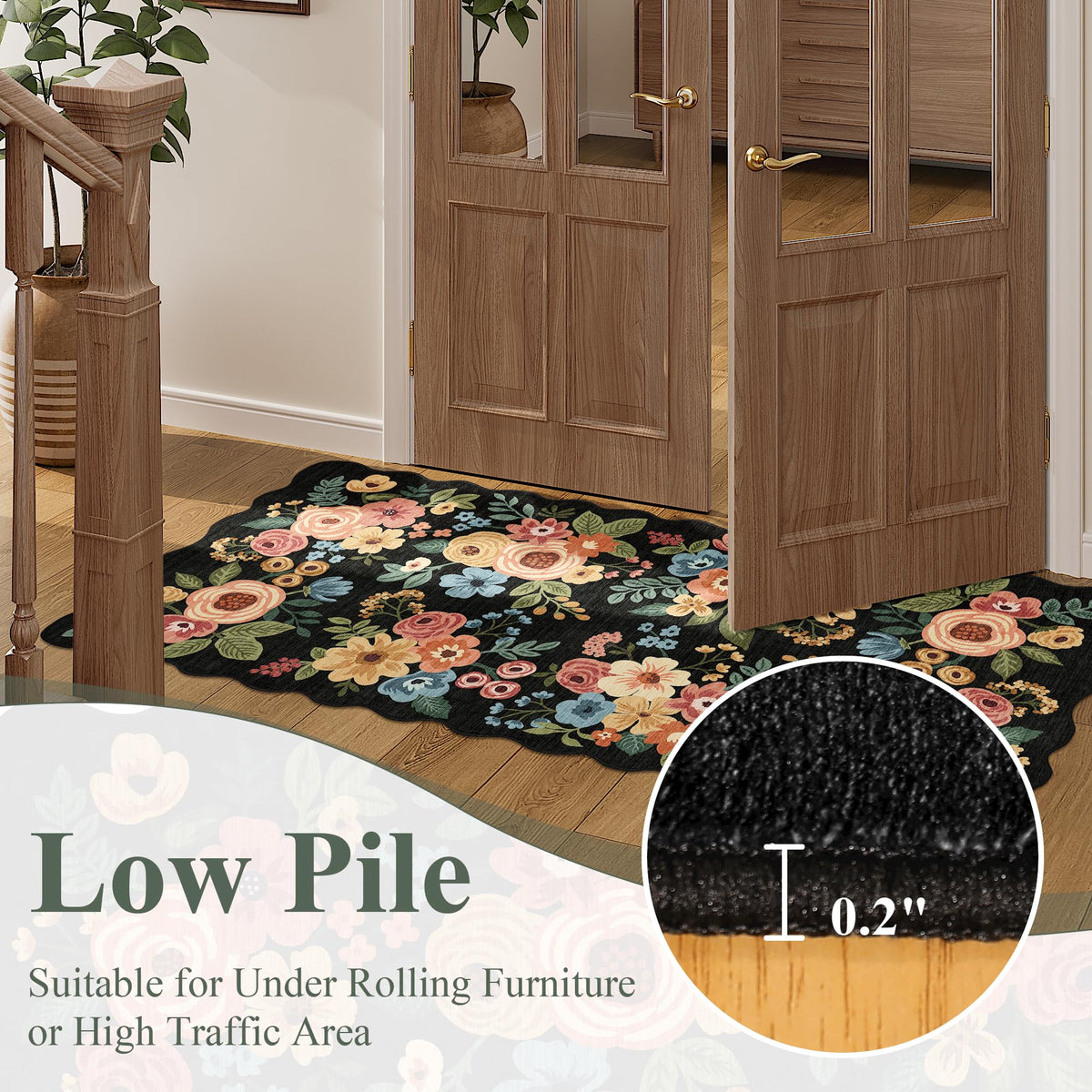 DUKINO black entryway rug complements modern spaces and hides wear