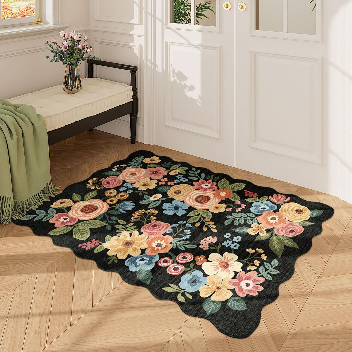 DUKINO floral rug brightens living areas with color and warmth