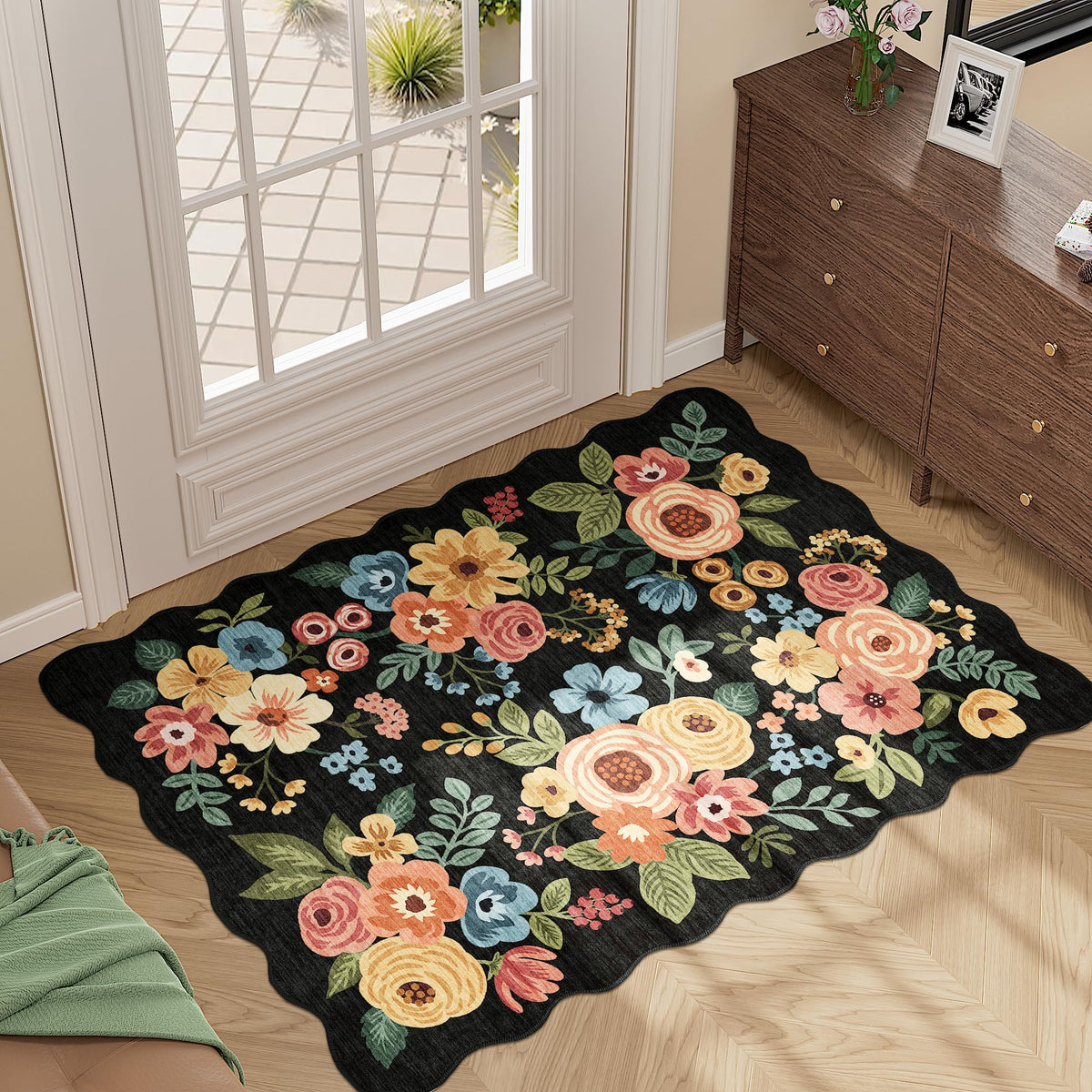 DUKINO entryway rug with non-slip backing improves safety on slick floors