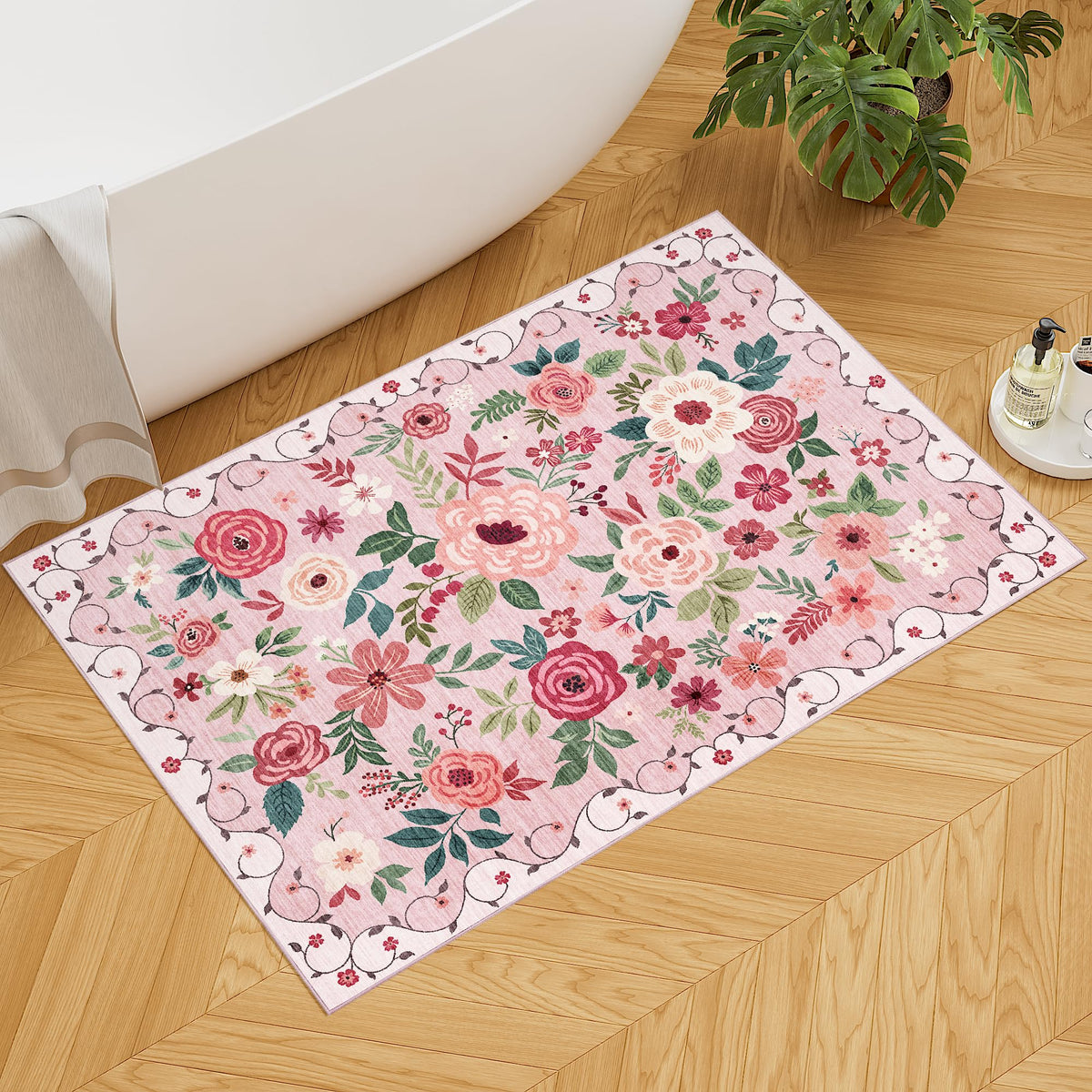 DUKINO 2x3 washable rug designed for easy stain removal and machine washing