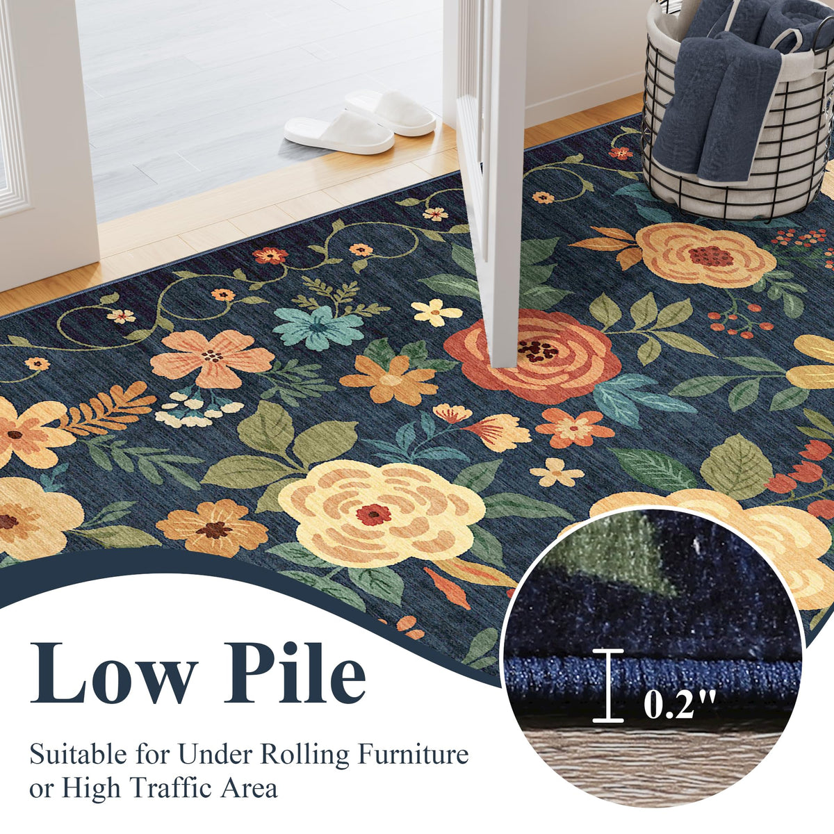 DUKINO 2x6 runner rug soft pile for comfortable, quiet footfall.