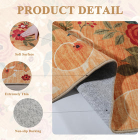 DUKINO boho kitchen rug orange adds style while withstanding high traffic.