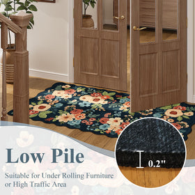 DUKINO floral rug featuring easy care and machine-washable convenience