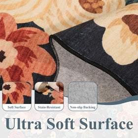 DUKINO washable floral rug suitable for kitchens and daily use