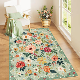DUKINO floral rug for bedroom, cozy soft pile for mornings and relaxation.