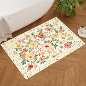 DUKINO floral rug entryway beige-yellow soft-pile offers cozy underfoot comfort