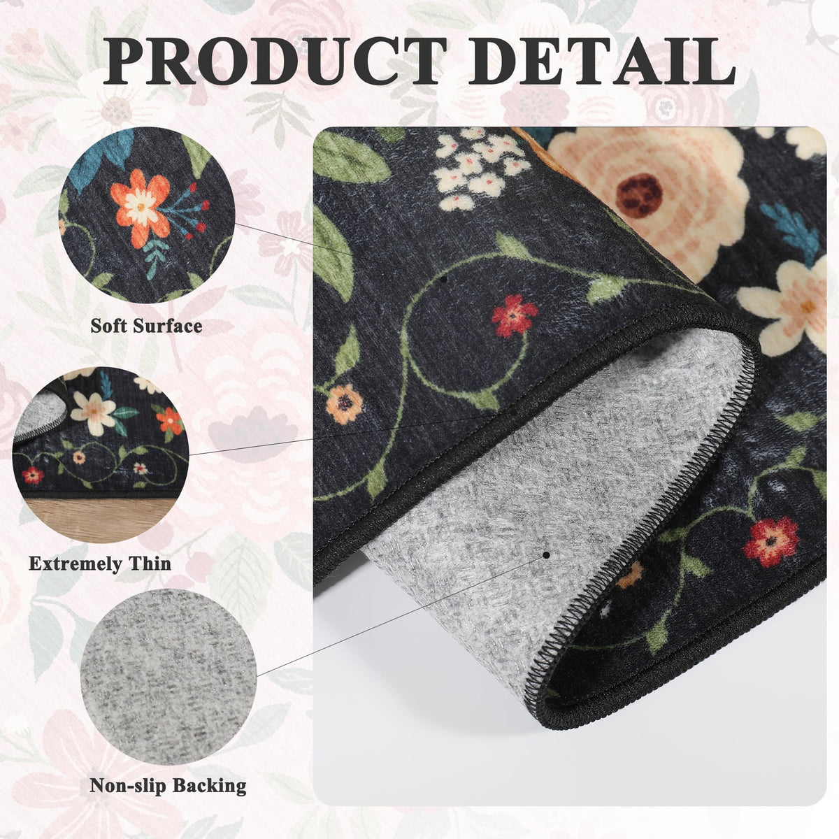 DUKINO low-pile 0.2-inch rug fits under furniture and doors with ease