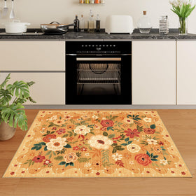 DUKINO non-slip back orange rug keeps mats in place during daily use.