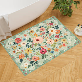 DUKINO non-slip backing keeps the green entryway rug in place.