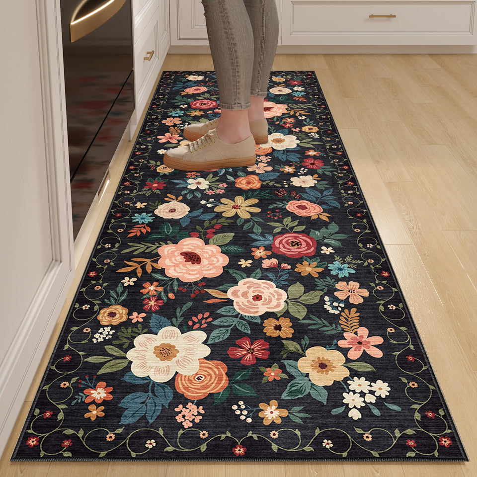 DUKINO runner rug with non-slip backing keeps hallways safe and stable.
