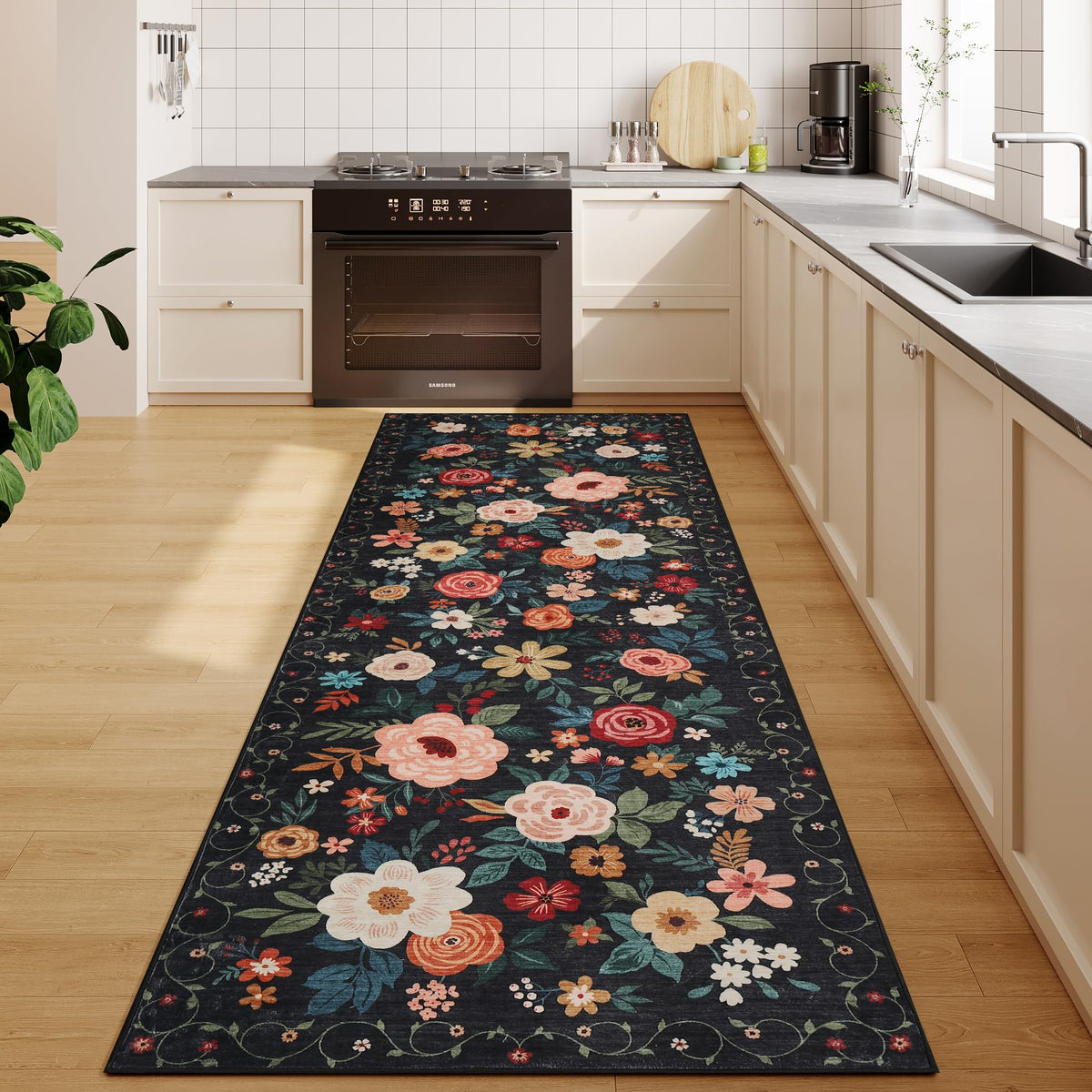 DUKINO runner rug offers stain resistance and easy maintenance.