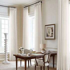 DUKIYO 105-inch cream semi-sheer curtains softly diffuse daylight in the living room.
