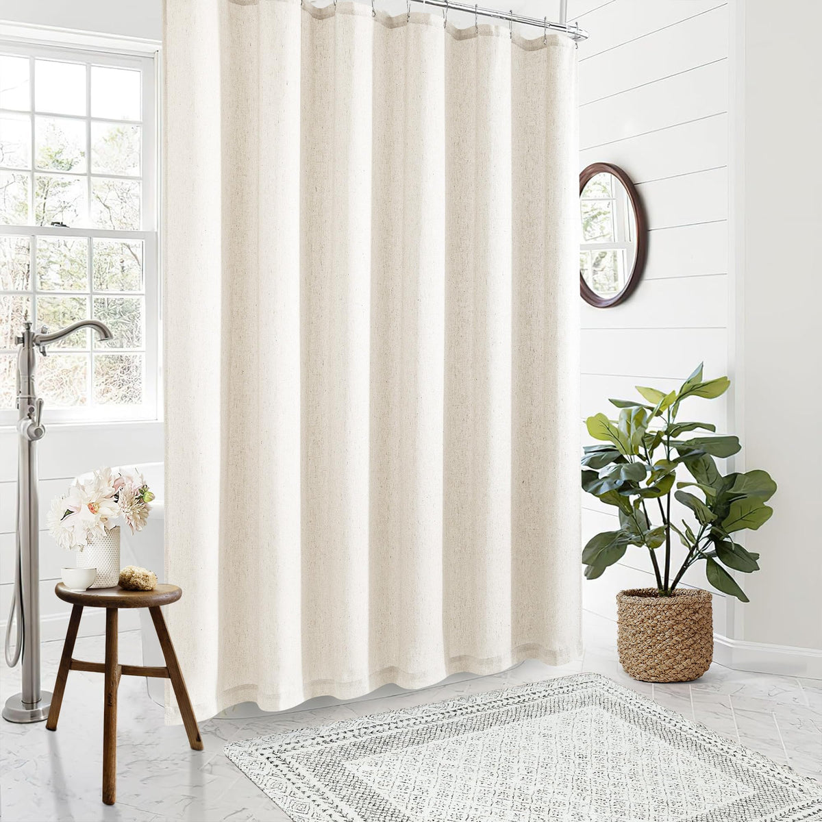 DUKIYO long 84-inch curtain fits tall showers for a cohesive look.