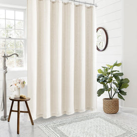 DUKIYO long 84-inch curtain fits tall showers for a cohesive look.