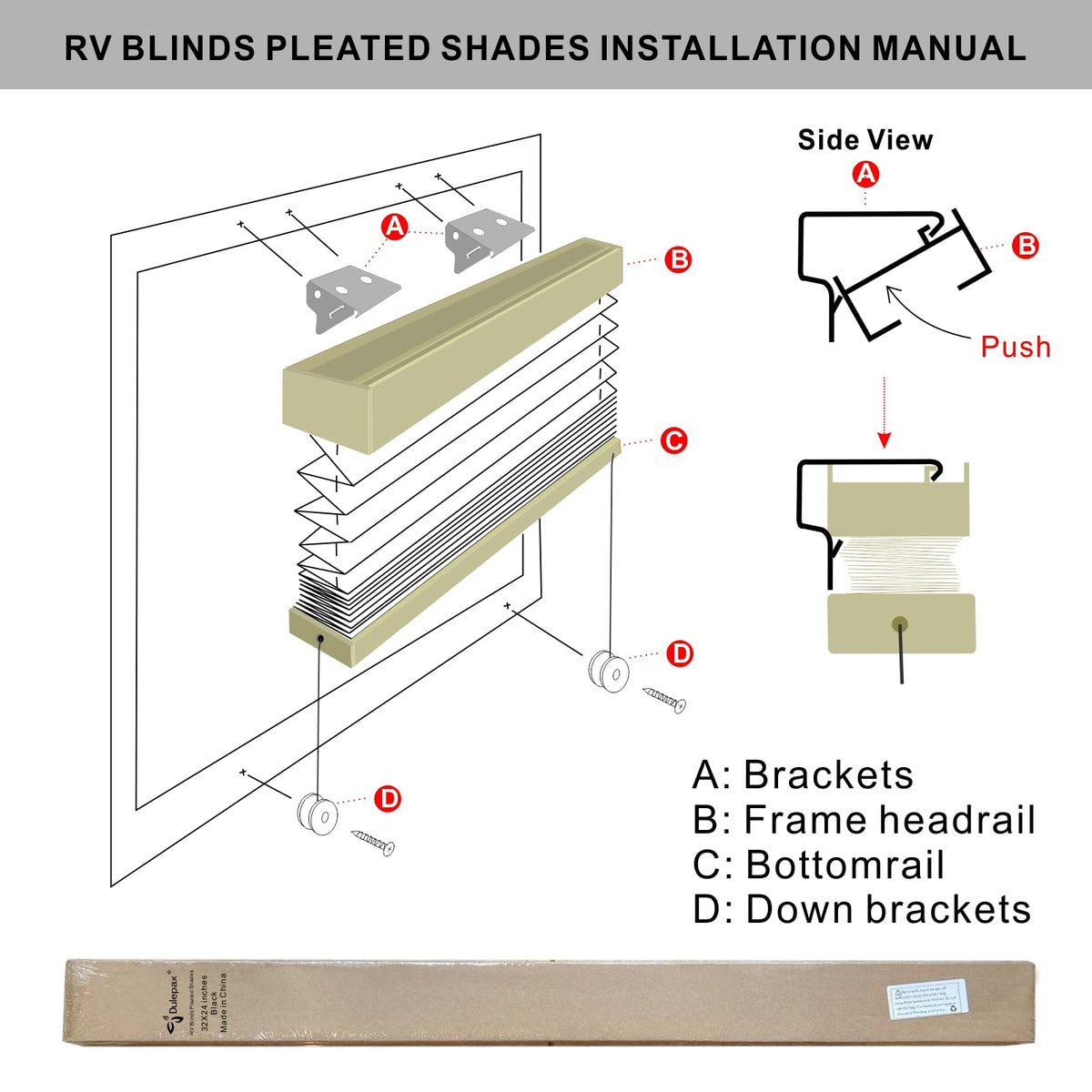 Dulepax rv pleated shades adjustable height for flexible window coverage.