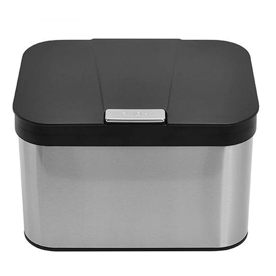 Dullrout countertop compost bin front view highlights compact design for daily kitchen use.