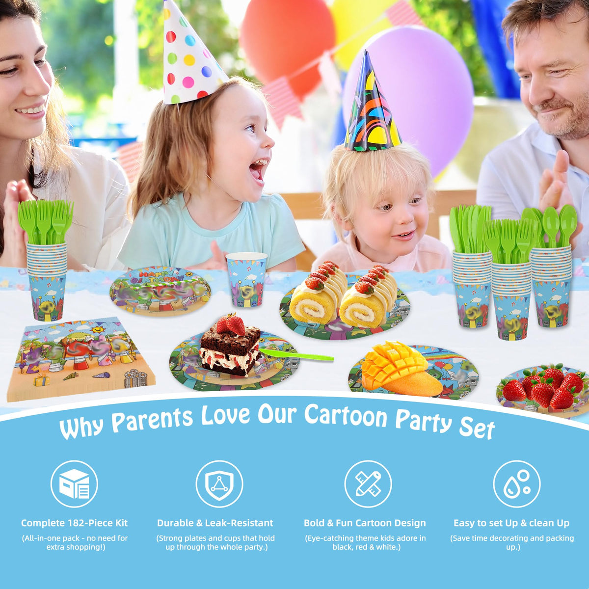 DUMBI tablecloth ties the decor together while protecting surfaces.