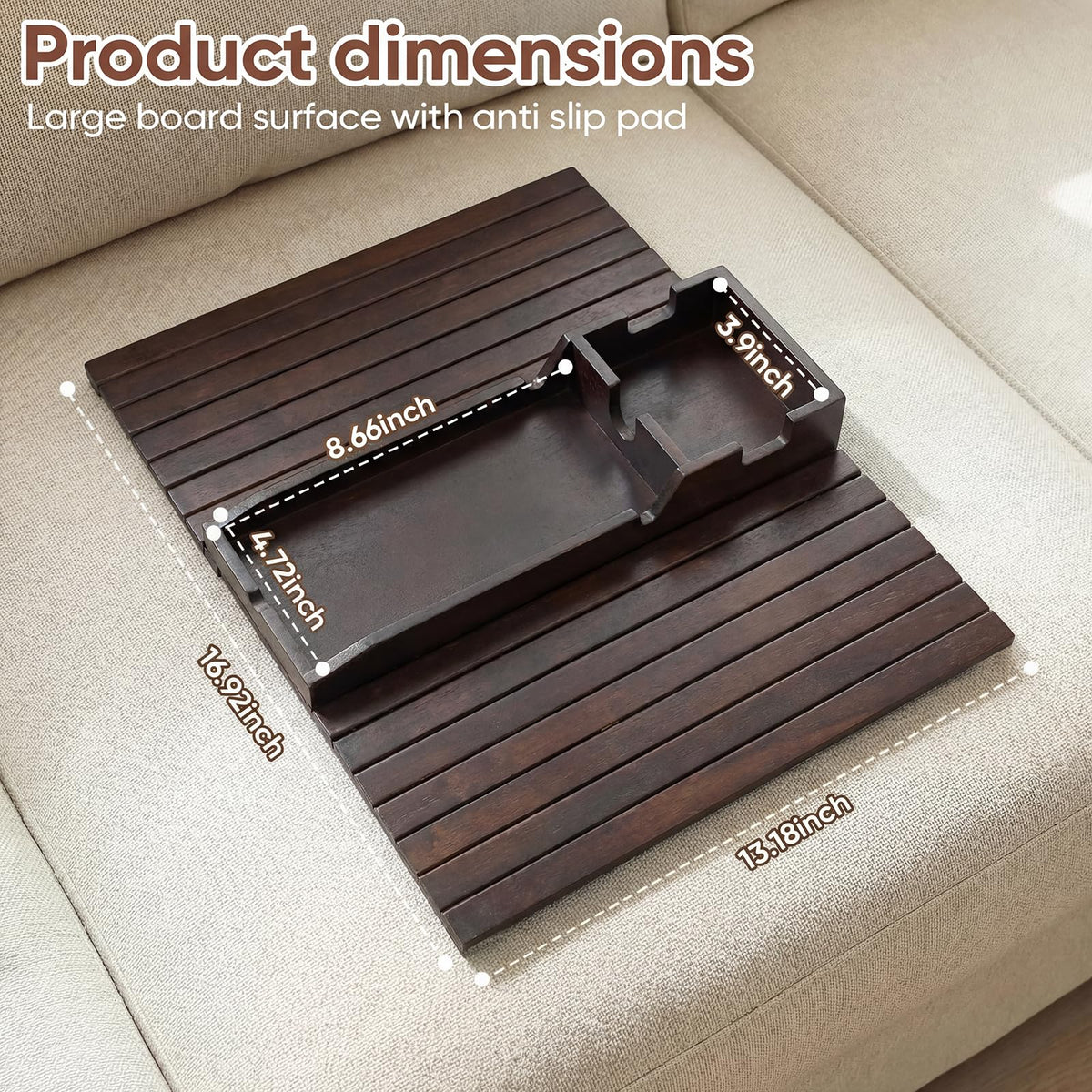 Dumbpec foldable arm tray for space-saving living room organization.
