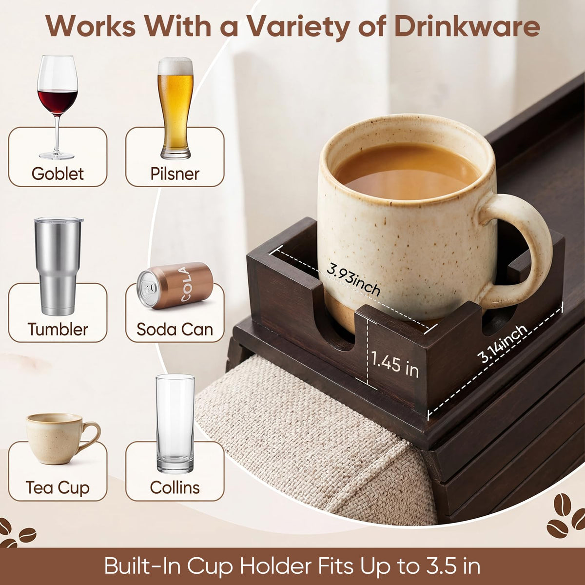 Dumbpec remote groove keeps remotes in place and easy to grab.