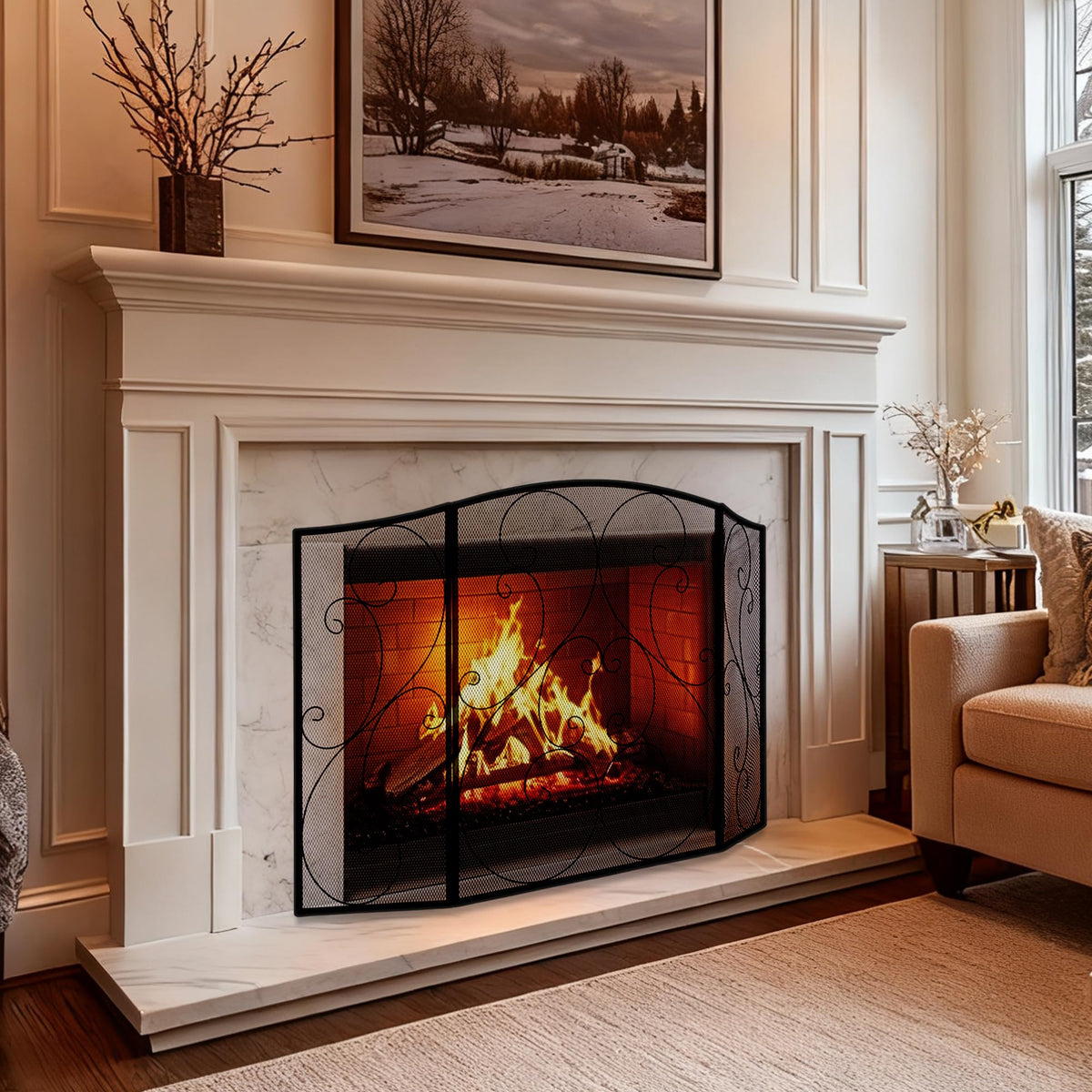 DUMOS 3-panel screen open doors illustrating easy fire access and ongoing safety.