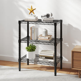 DUMOS 3-Tier wire shelf garage kitchen use proves space-saving organization
