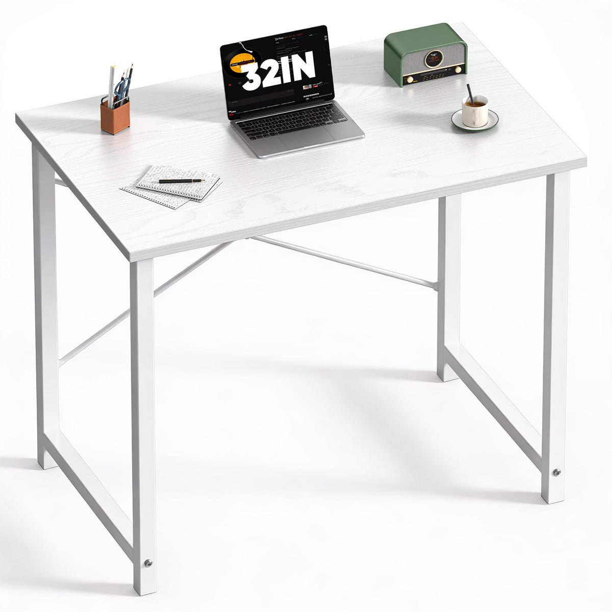 DUMOS 32-inch office desk shows a sturdy surface for focused work
