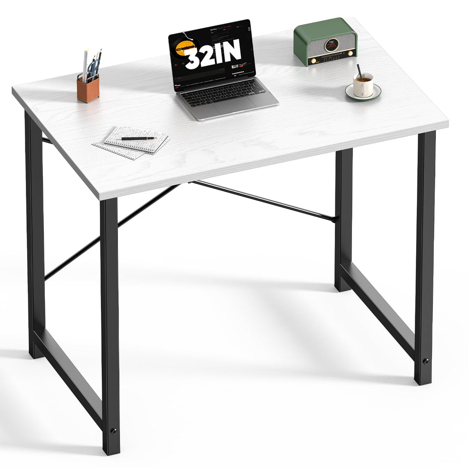DUMOS 32-Inch desk top showing scratch and water resistance for busy spaces