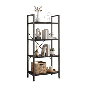 DUMOS 4-tier open bookshelf in black, ideal for organizing books and decor