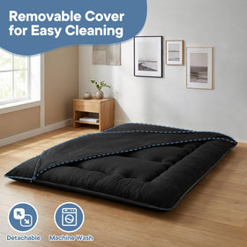 DUMOS 5-layer futon features diamond stitching for lasting comfort