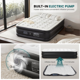 DUMOS air bed with built-in pump for quick, effortless inflation.
