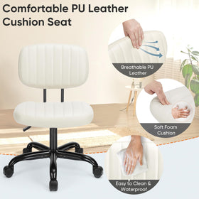 DUMOS armless chair bedroom setup demonstrates compact design for small rooms.