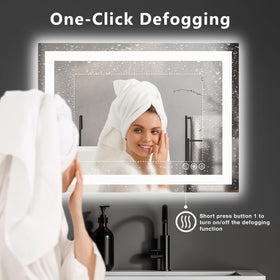 DUMOS backlight halo enhances ambiance while you prepare in the morning.
