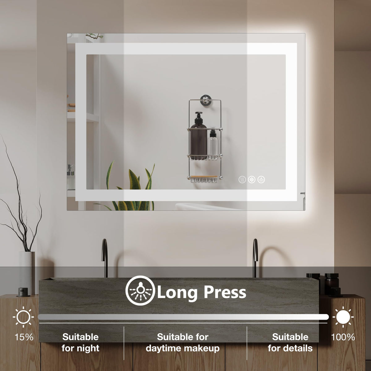 DUMOS mirror offers three color temps for makeup, skincare, or shaving.