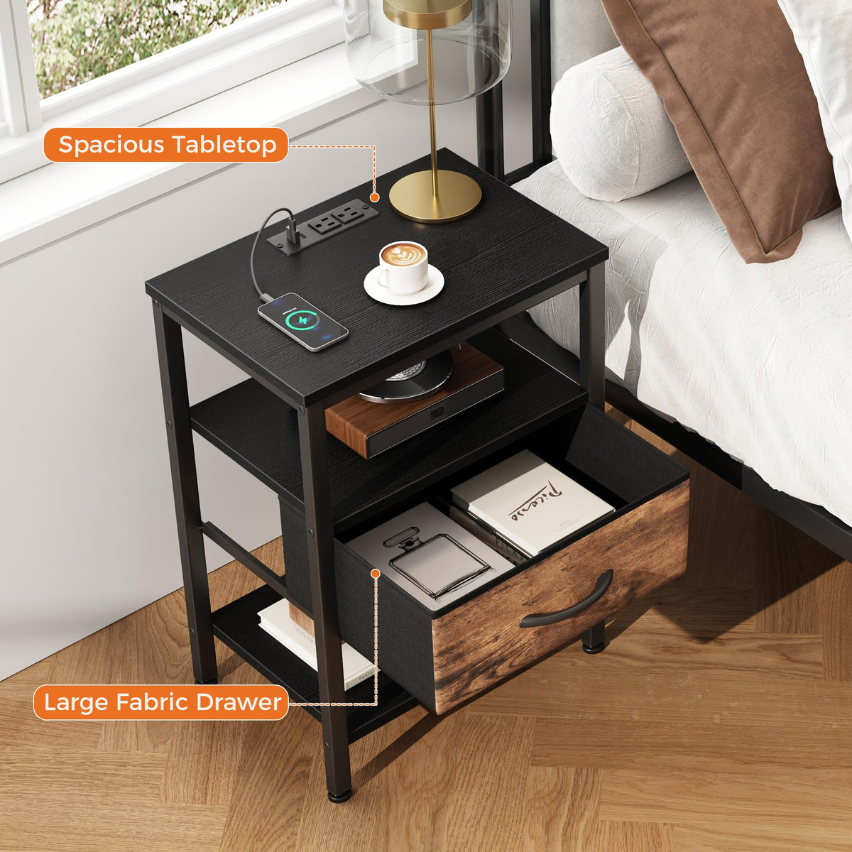DUMOS adjustable middle shelf lets you tailor spacing for tall items
