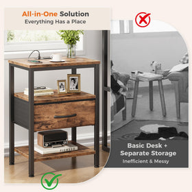 DUMOS space-saving-design fits beside bed or sofa easily.
