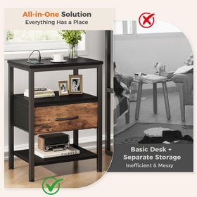 DUMOS compact bedside design saves space in small rooms