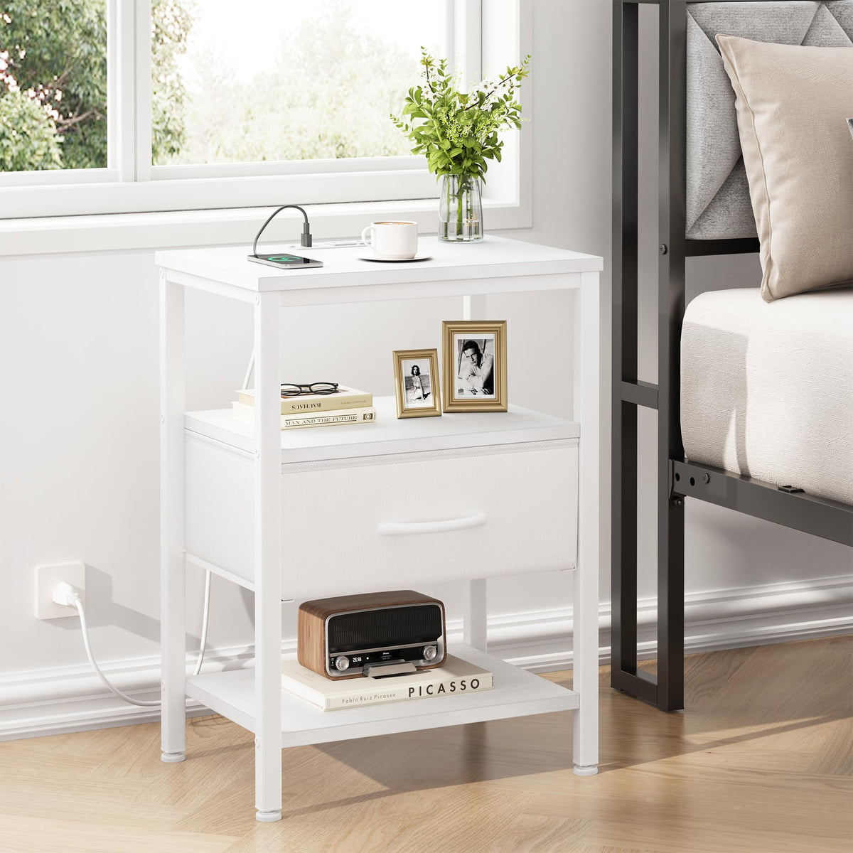 DUMOS white finish pairs with modern bedrooms and simple decor.
