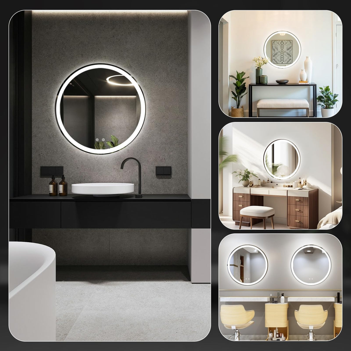 DUMOS circle vanity mirror ideal for skincare and makeup routines