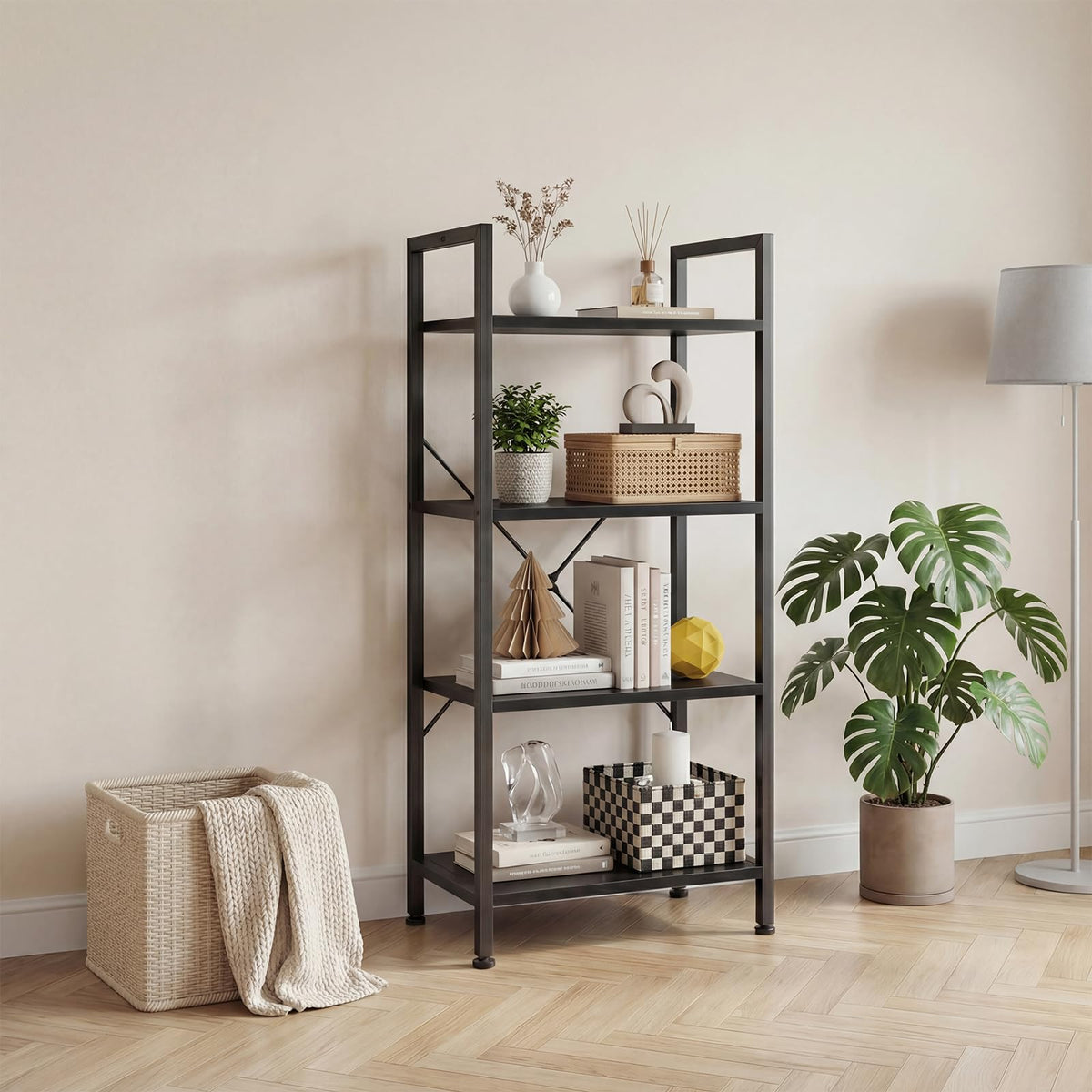 DUMOS classic freestanding bookshelf shown in a living room arrangement