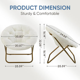 DUMOS Comfy Saucer Chair placed in a bedroom creates a soft relaxation corner.