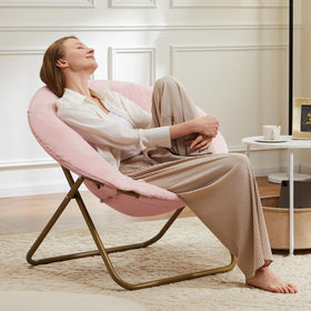 DUMOS Comfy Saucer Chair modern accent with plush texture and comfort.
