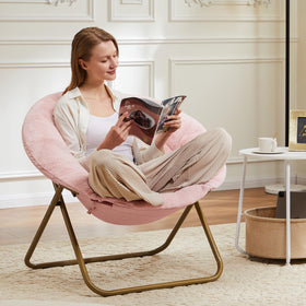 DUMOS Comfy Saucer Chair oversized square seat for extra lounging space.